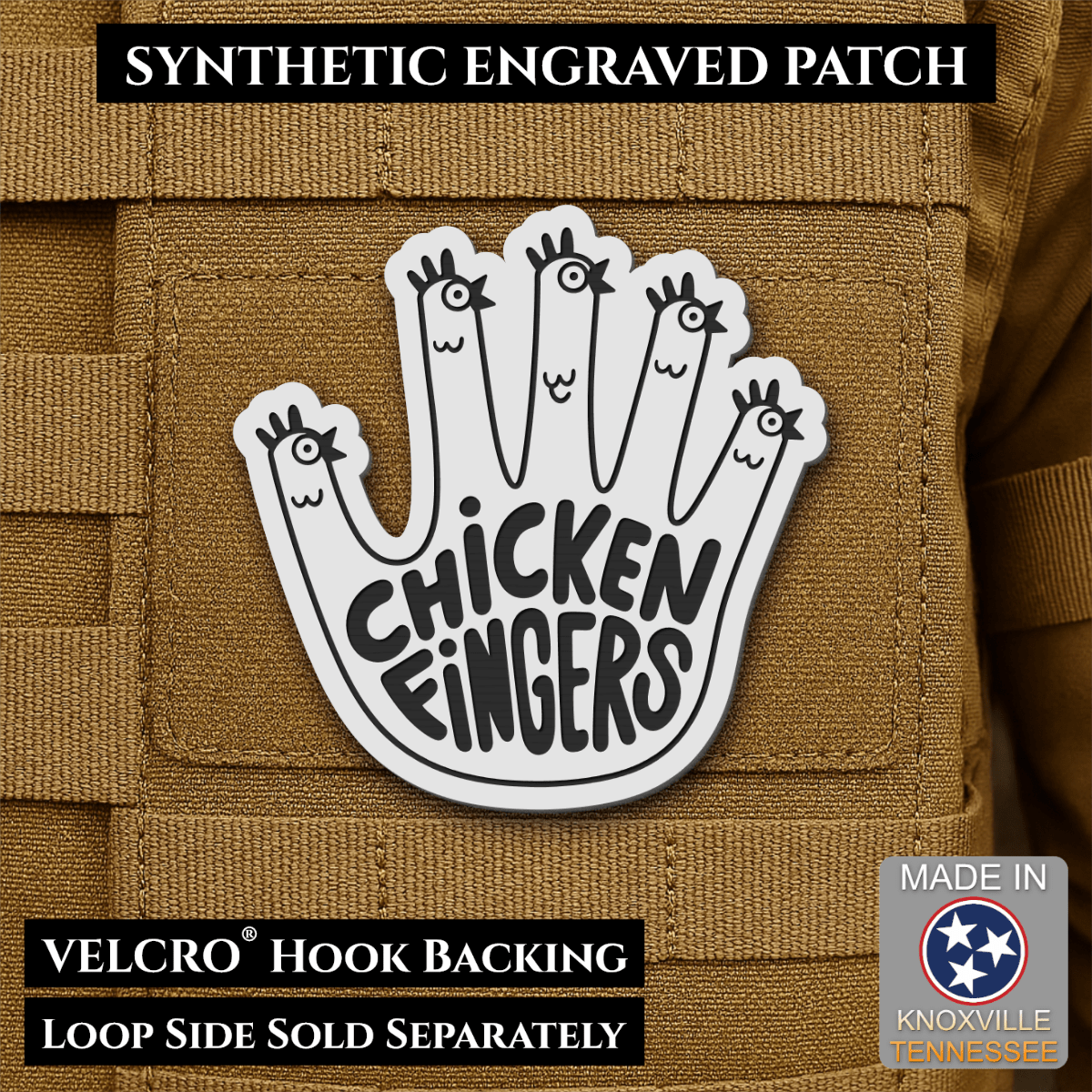Chicken Fingers Funny Morale Patch, 2.5" | Made in USA | VELCRO® Brand Hook Backing - #LoneStar Adhesive#