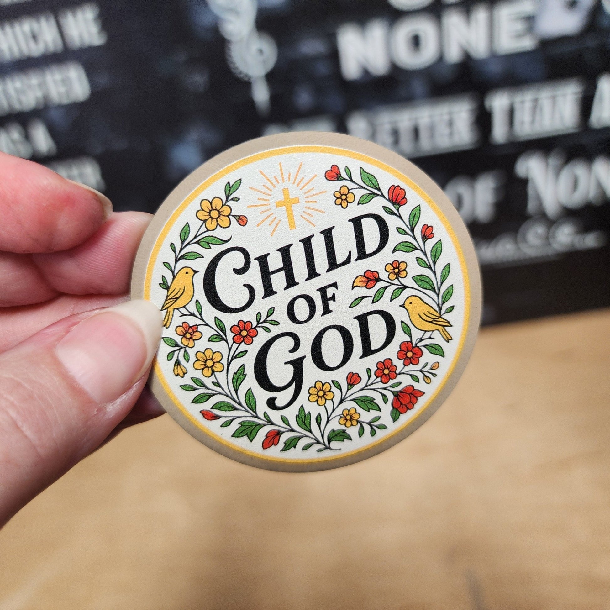 Child of God UV Printed Leatherette Hat Patch - MR01 - LoneStar Adhesive
