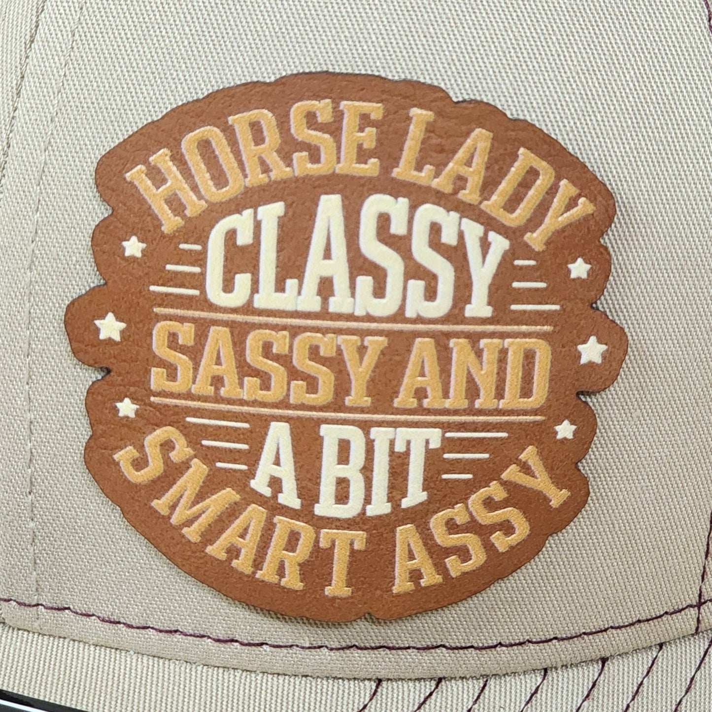 Classy and Sassy Horse Lady UV Printed Leatherette Hat Patch - MR01 - LoneStar Adhesive