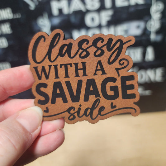 Classy Yet Savage Engraved Leatherette Hat Patch - MR01 - LoneStar Adhesive