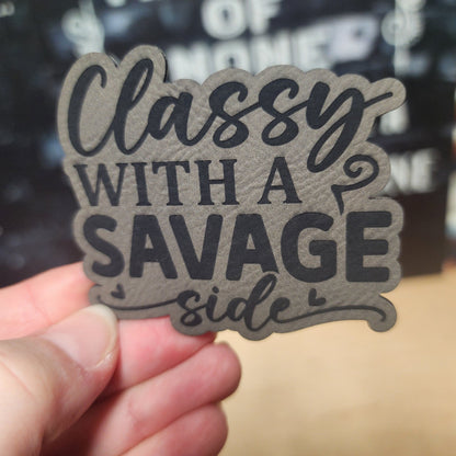 Classy Yet Savage Engraved Leatherette Hat Patch - MR01 - LoneStar Adhesive