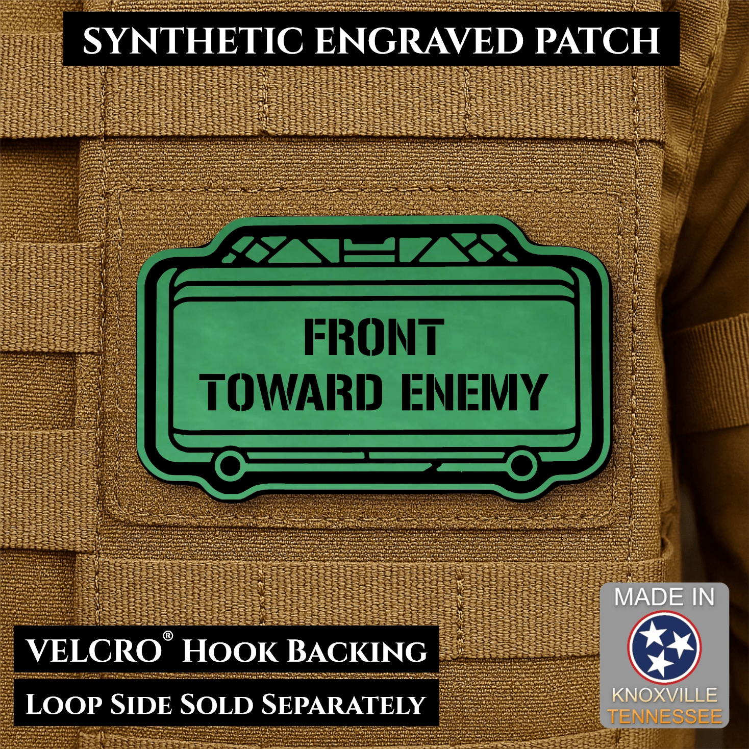 Claymore Mine “Front Toward Enemy” Engraved Morale Patch – 1.8” x 3” Hook & Loop Tactical Patch | Made in USA - LoneStar Adhesive