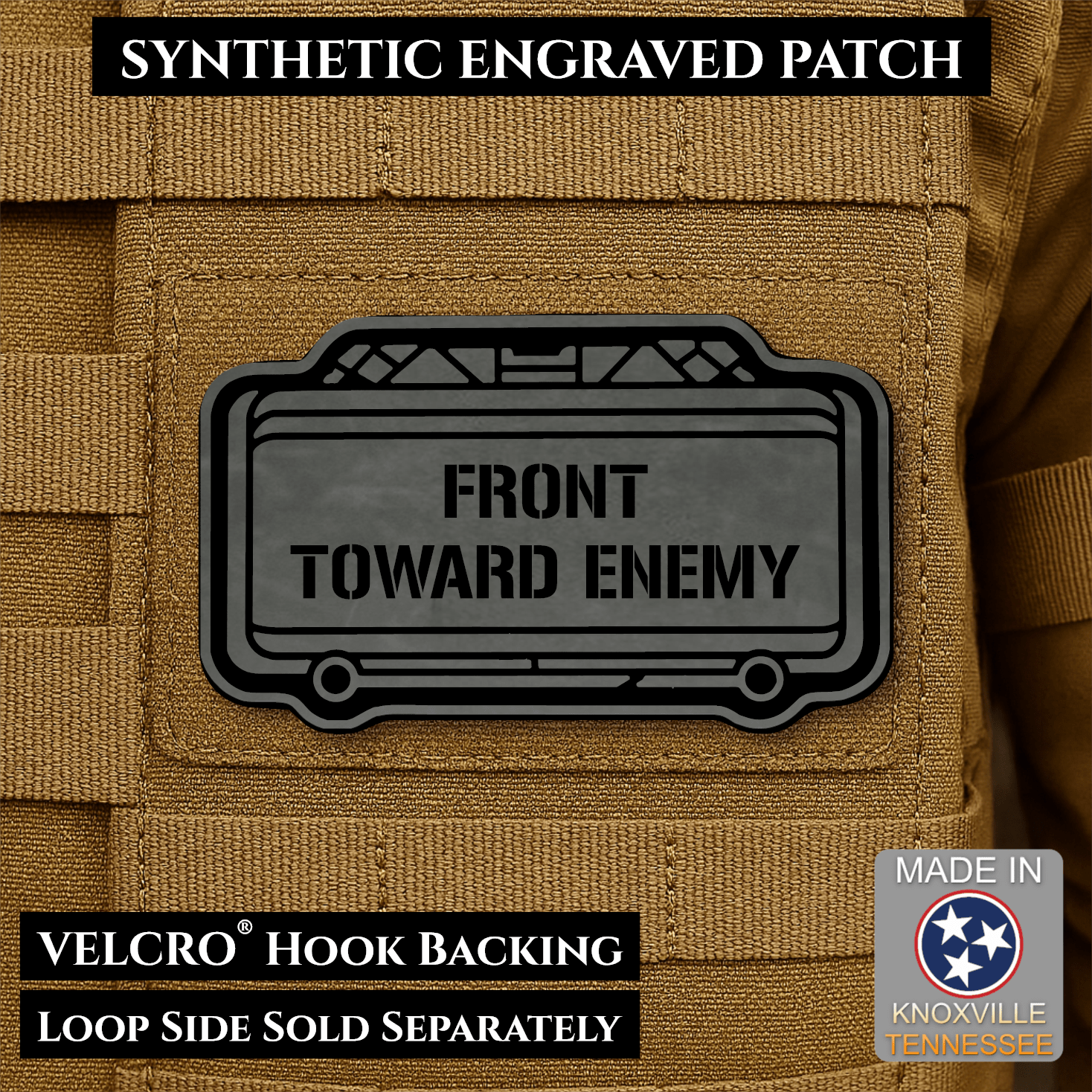 Claymore Mine “Front Toward Enemy” Engraved Morale Patch – 1.8” x 3” Hook & Loop Tactical Patch | Made in USA - LoneStar Adhesive