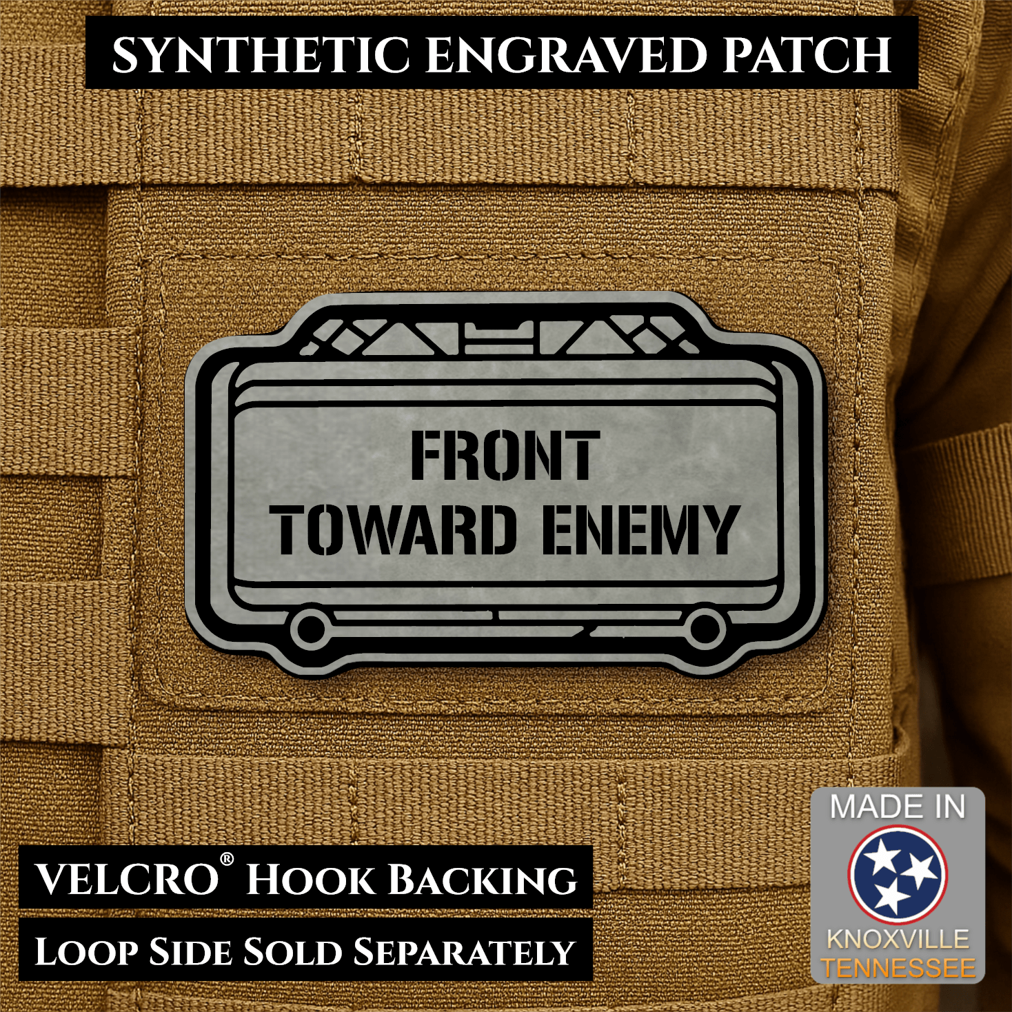 Claymore Mine “Front Toward Enemy” Engraved Morale Patch – 1.8” x 3” Hook & Loop Tactical Patch | Made in USA - LoneStar Adhesive