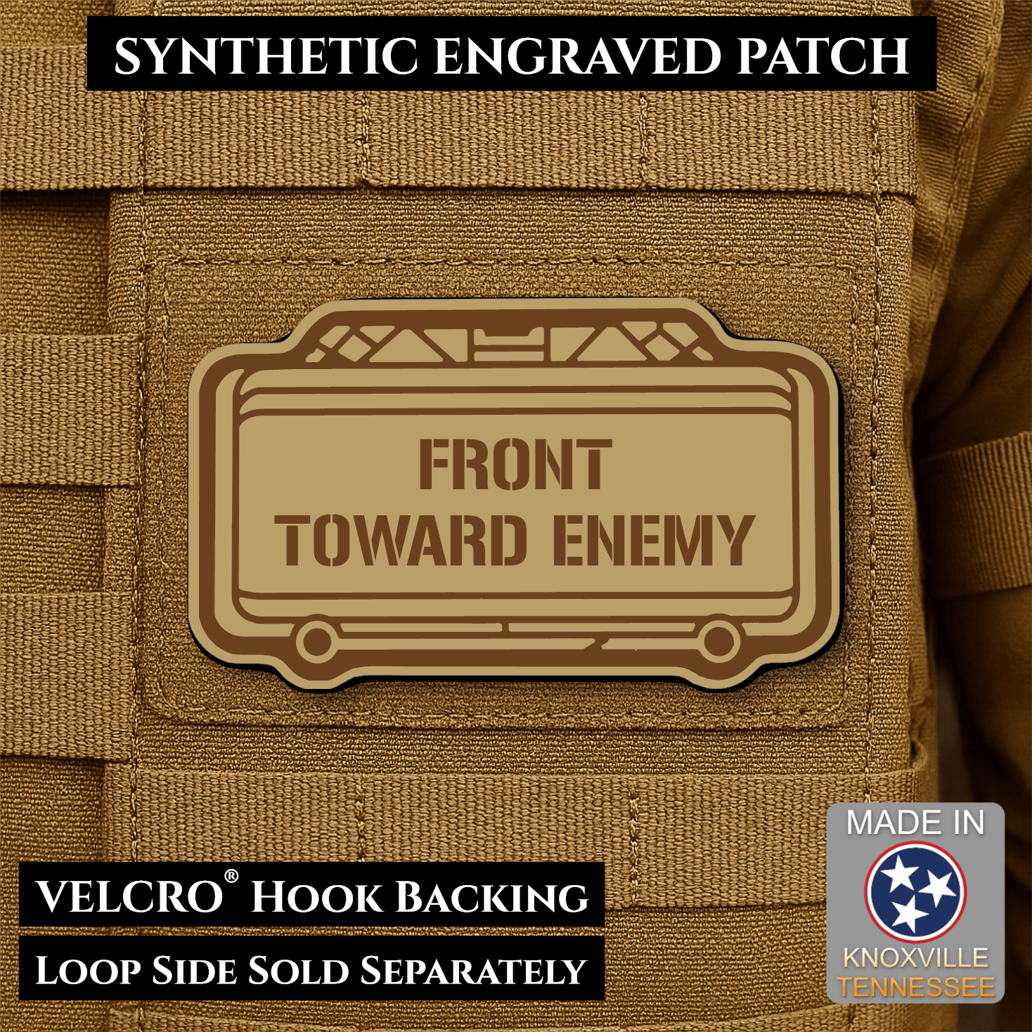 Claymore Mine “Front Toward Enemy” Engraved Morale Patch – 1.8” x 3” Hook & Loop Tactical Patch | Made in USA - LoneStar Adhesive
