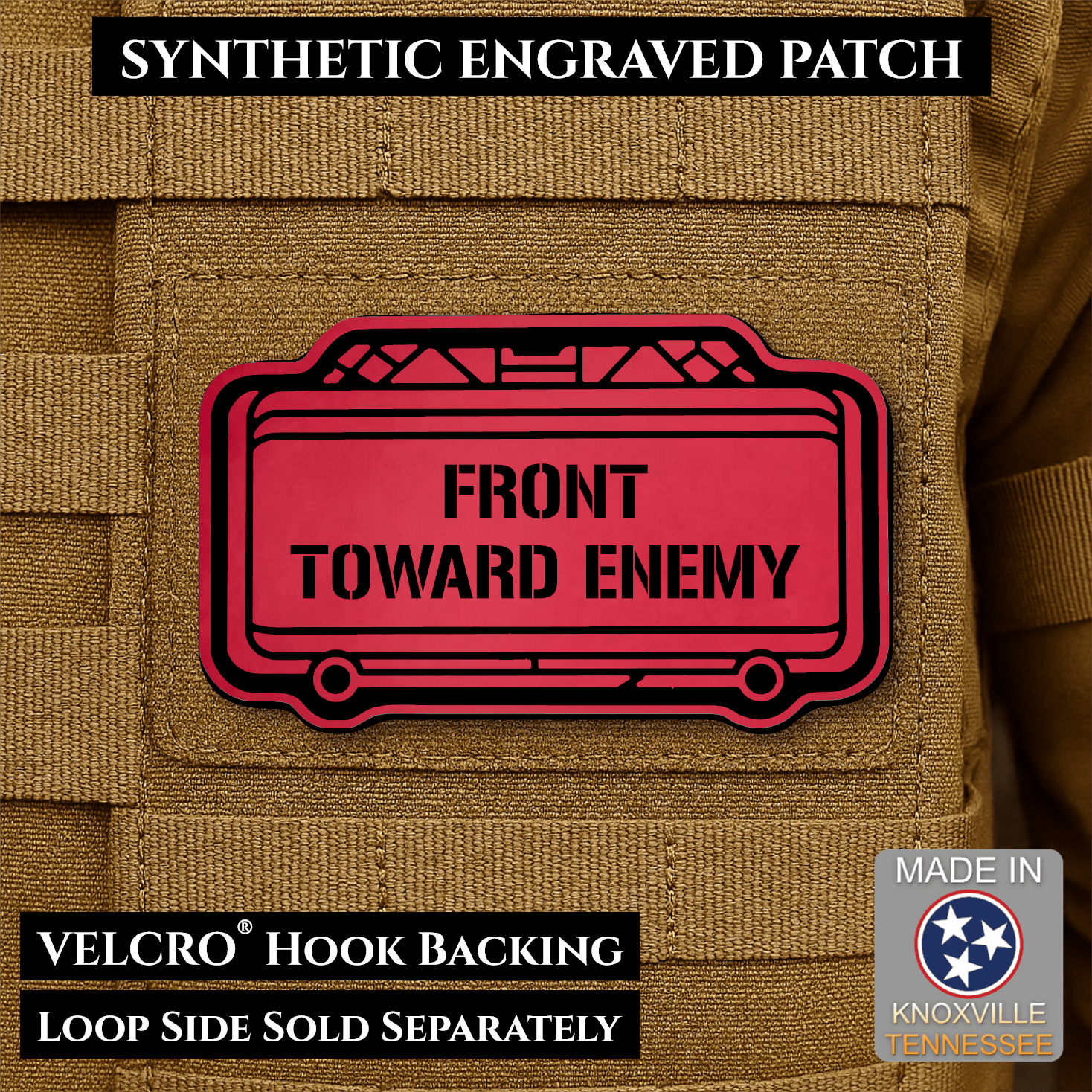 Claymore Mine “Front Toward Enemy” Engraved Morale Patch – 1.8” x 3” Hook & Loop Tactical Patch | Made in USA - LoneStar Adhesive