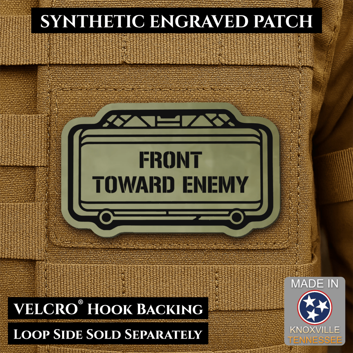 Claymore Mine “Front Toward Enemy” Funny Morale Patch | Made in USA | VELCRO® Brand Hook Backing - LoneStar Adhesive
