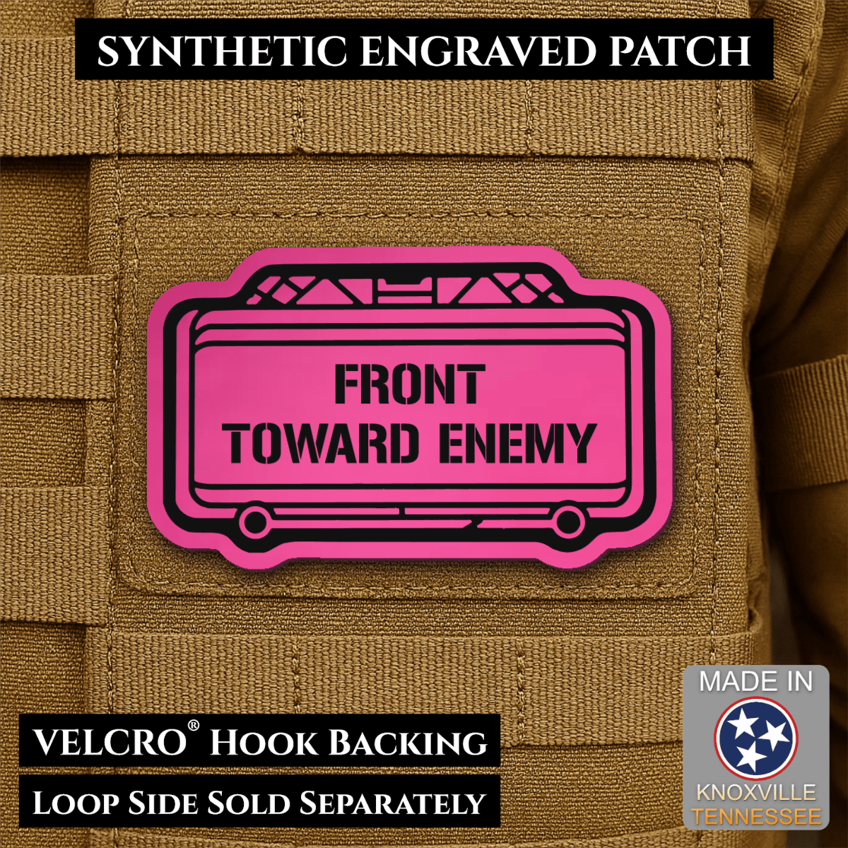 Claymore Mine “Front Toward Enemy” Funny Morale Patch | Made in USA | VELCRO® Brand Hook Backing - LoneStar Adhesive