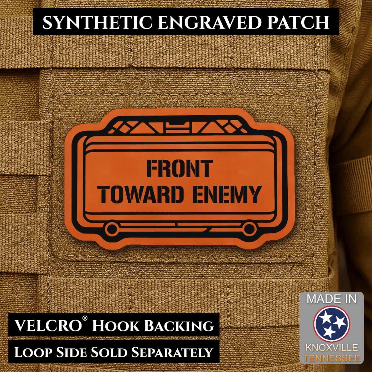Claymore Mine “Front Toward Enemy” Funny Morale Patch | Made in USA | VELCRO® Brand Hook Backing - LoneStar Adhesive