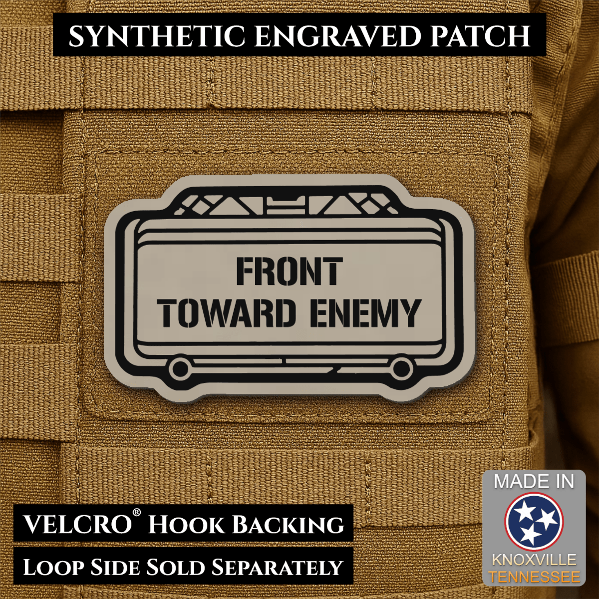 Claymore Mine “Front Toward Enemy” Funny Morale Patch | Made in USA | VELCRO® Brand Hook Backing - LoneStar Adhesive