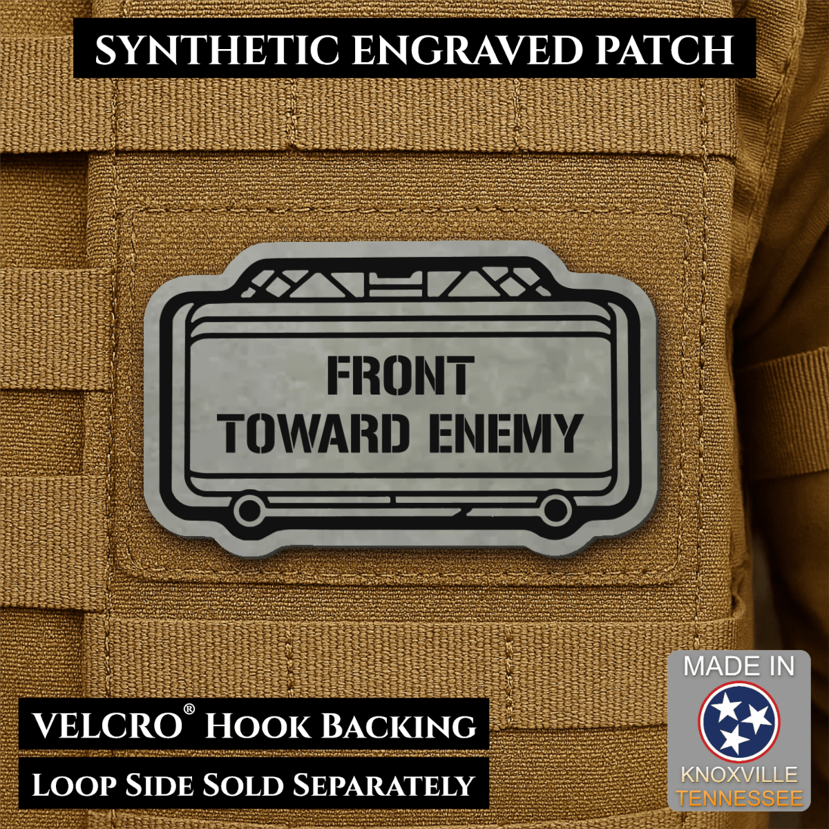 Claymore Mine “Front Toward Enemy” Funny Morale Patch | Made in USA | VELCRO® Brand Hook Backing - LoneStar Adhesive