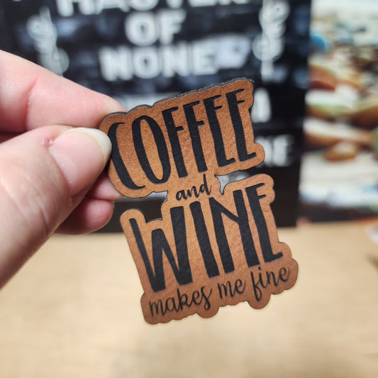 Coffee and Wine (Rawhide) Engraved Leatherette Hat Patch - MR01 - LoneStar Adhesive