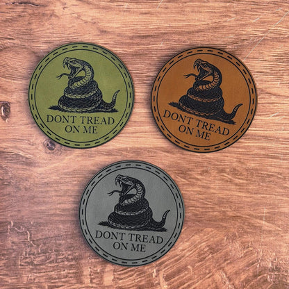 Coiled Liberty – Don’t Tread On Me Patch – Laser Engraved Leather Patch - LoneStar Adhesive