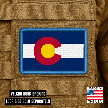 Colorado State Flag Patch 2"x3" Hook & Loop | Made in USA | Pro - Print Full Color & Tactical Options - LoneStar Adhesive