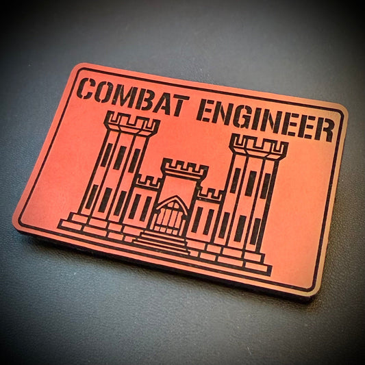 Combat Engineer Army Veteran Laser Engraved Morale Patch, 2x3" | VELCRO® Brand Hook Backing - #LoneStar Adhesive#