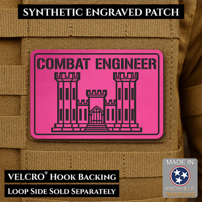 Combat Engineer Army Veteran Morale Patch, 2x3" | Made in USA | VELCRO® Brand Hook Backing - LoneStar Adhesive