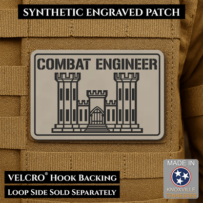 Combat Engineer Army Veteran Morale Patch, 2x3" | Made in USA | VELCRO® Brand Hook Backing - LoneStar Adhesive