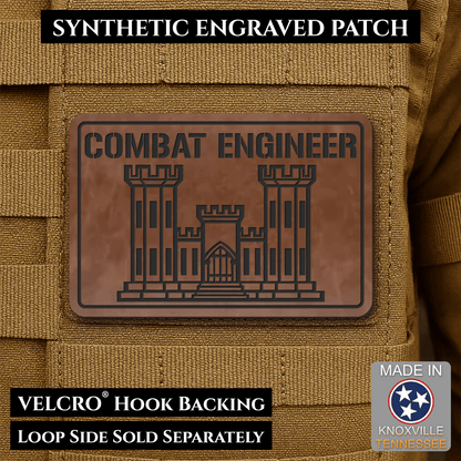 Combat Engineer Army Veteran Morale Patch, 2x3" | Made in USA | VELCRO® Brand Hook Backing - LoneStar Adhesive