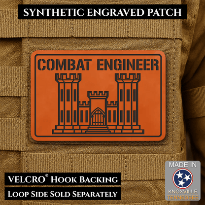 Combat Engineer Army Veteran Morale Patch, 2x3" | Made in USA | VELCRO® Brand Hook Backing - LoneStar Adhesive
