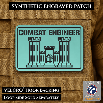Combat Engineer Army Veteran Morale Patch, 2x3" | Made in USA | VELCRO® Brand Hook Backing - LoneStar Adhesive