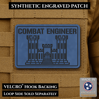 Combat Engineer Army Veteran Morale Patch, 2x3" | Made in USA | VELCRO® Brand Hook Backing - LoneStar Adhesive