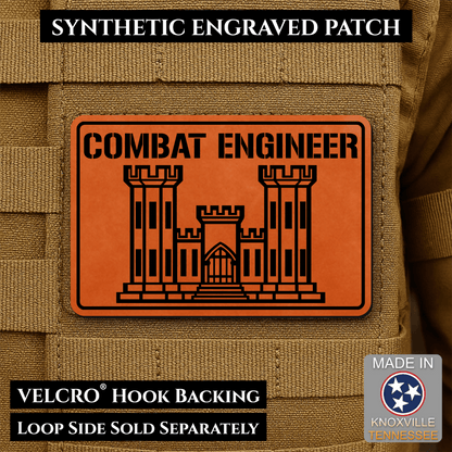 Combat Engineer Army Veteran Morale Patch | Made in USA | VELCRO® Brand Hook Backing - LoneStar Adhesive