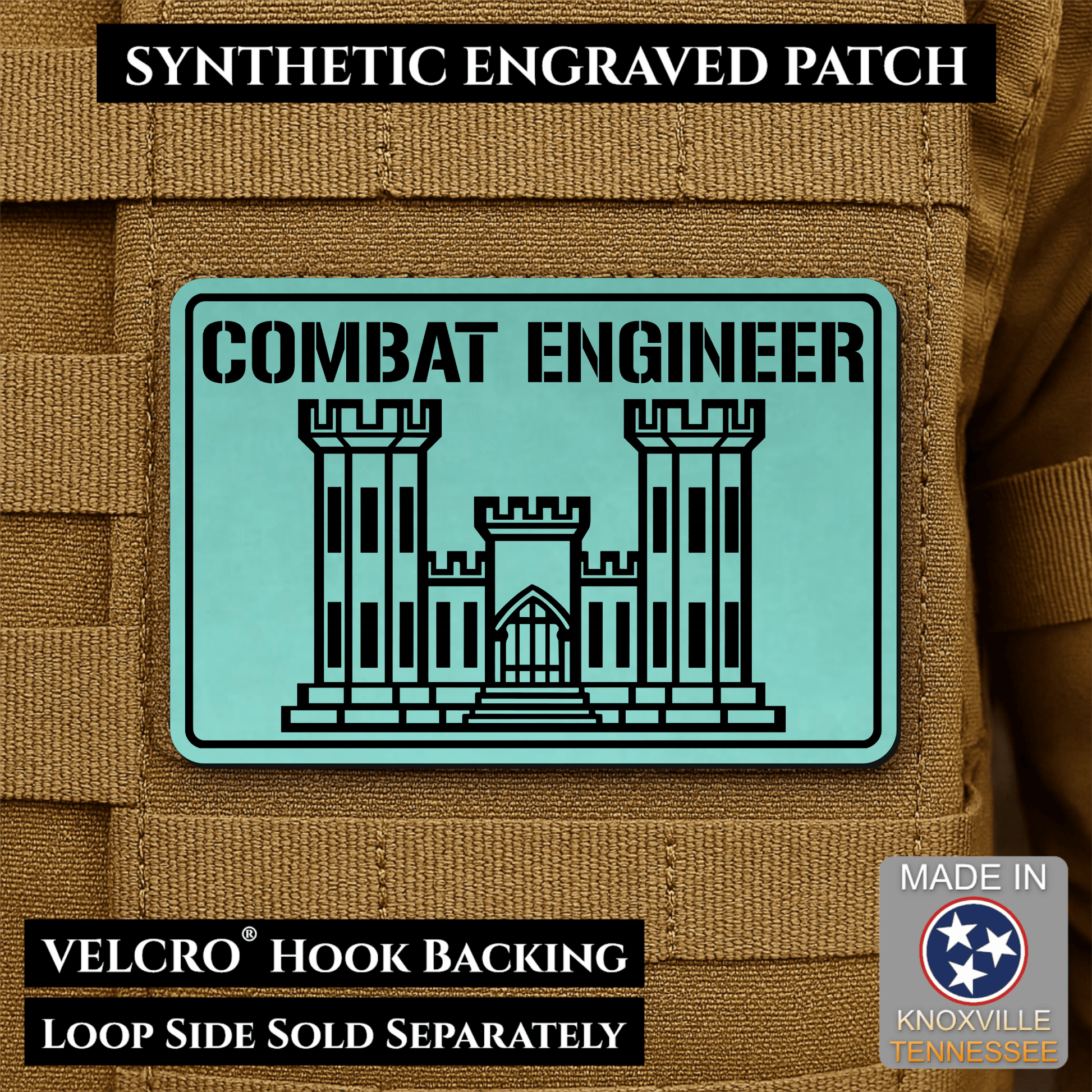 Combat Engineer Army Veteran Morale Patch | Made in USA | VELCRO® Brand Hook Backing - LoneStar Adhesive