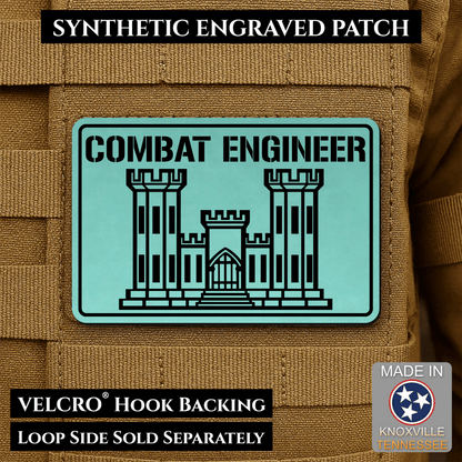 Combat Engineer Army Veteran Morale Patch | Made in USA | VELCRO® Brand Hook Backing - LoneStar Adhesive
