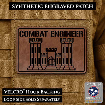 Combat Engineer Army Veteran Morale Patch | Made in USA | VELCRO® Brand Hook Backing - LoneStar Adhesive