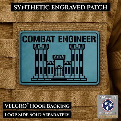 Combat Engineer Army Veteran Morale Patch | Made in USA | VELCRO® Brand Hook Backing - LoneStar Adhesive
