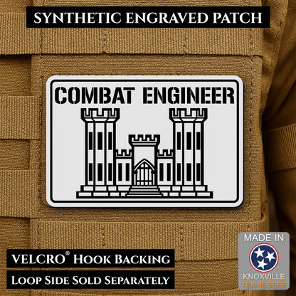 Combat Engineer Army Veteran Morale Patch | Made in USA | VELCRO® Brand Hook Backing - LoneStar Adhesive