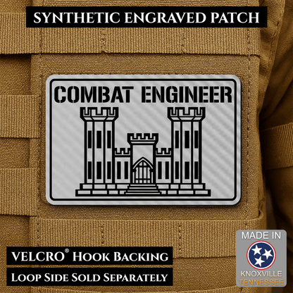Combat Engineer Army Veteran Morale Patch | Made in USA | VELCRO® Brand Hook Backing - LoneStar Adhesive