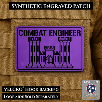 Combat Engineer Army Veteran Morale Patch | Made in USA | VELCRO® Brand Hook Backing - LoneStar Adhesive