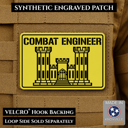 Combat Engineer Army Veteran Morale Patch | Made in USA | VELCRO® Brand Hook Backing - LoneStar Adhesive