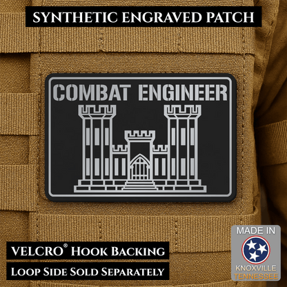 Combat Engineer Army Veteran Morale Patch | Made in USA | VELCRO® Brand Hook Backing - LoneStar Adhesive