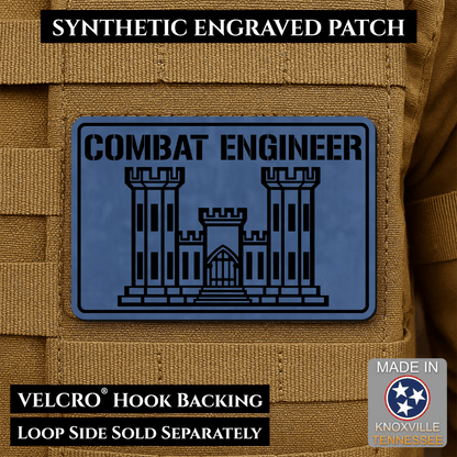 Combat Engineer Army Veteran Morale Patch | Made in USA | VELCRO® Brand Hook Backing - LoneStar Adhesive
