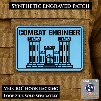Combat Engineer Army Veteran Morale Patch | Made in USA | VELCRO® Brand Hook Backing - LoneStar Adhesive