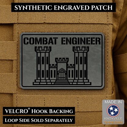 Combat Engineer Army Veteran Morale Patch | Made in USA | VELCRO® Brand Hook Backing - LoneStar Adhesive