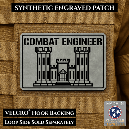 Combat Engineer Army Veteran Morale Patch | Made in USA | VELCRO® Brand Hook Backing - LoneStar Adhesive