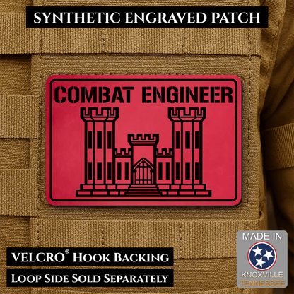 Combat Engineer Army Veteran Morale Patch | Made in USA | VELCRO® Brand Hook Backing - LoneStar Adhesive