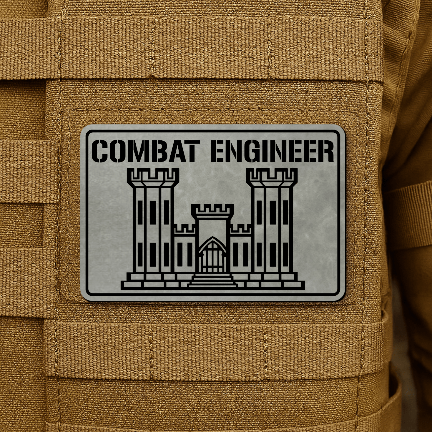 Combat Engineer Morale Patch 2"x3" Hook & Loop | Made in USA - LoneStar Adhesive
