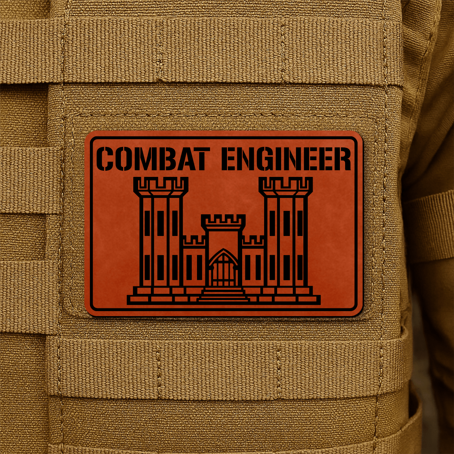 Combat Engineer Morale Patch 2"x3" Hook & Loop | Made in USA - LoneStar Adhesive