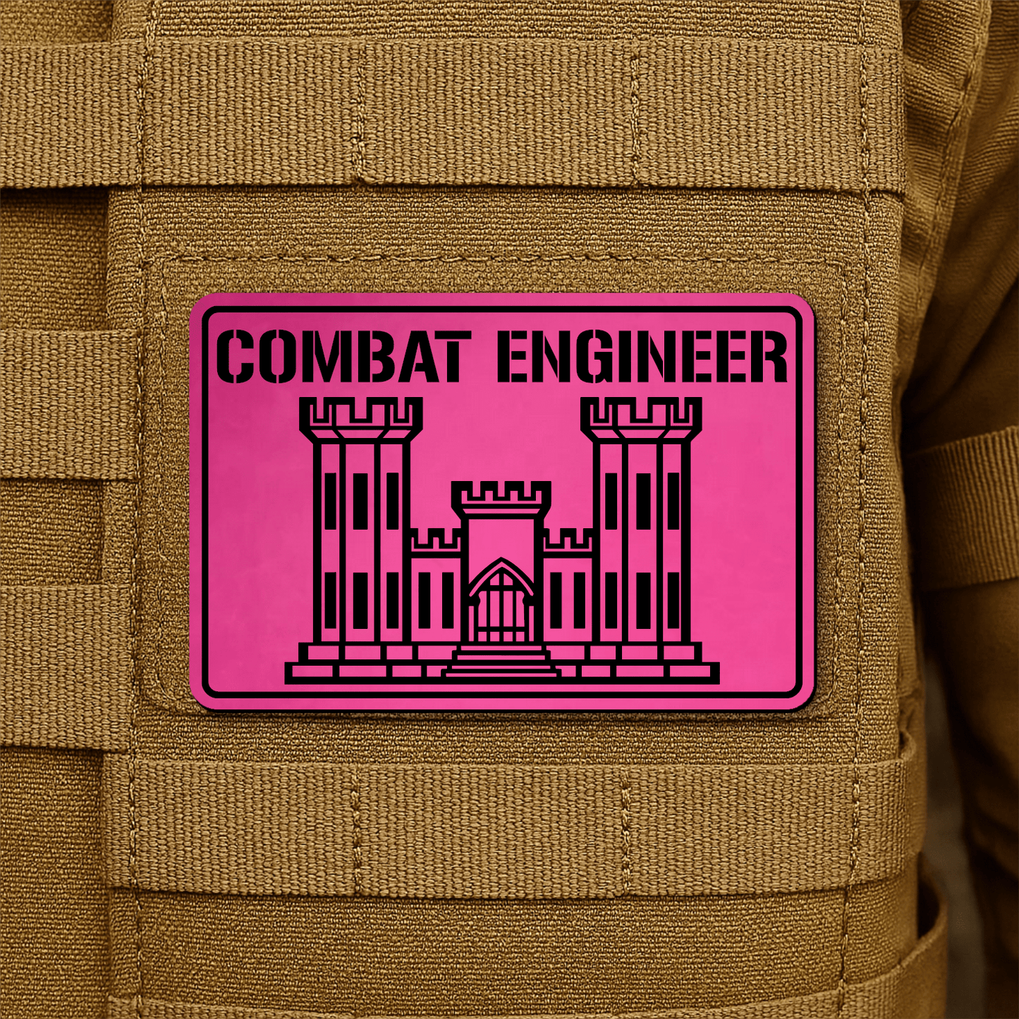 Combat Engineer Morale Patch 2"x3" Hook & Loop | Made in USA - LoneStar Adhesive