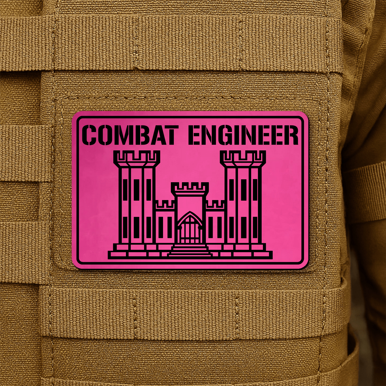 Combat Engineer Morale Patch 2"x3" Hook & Loop | Made in USA - LoneStar Adhesive