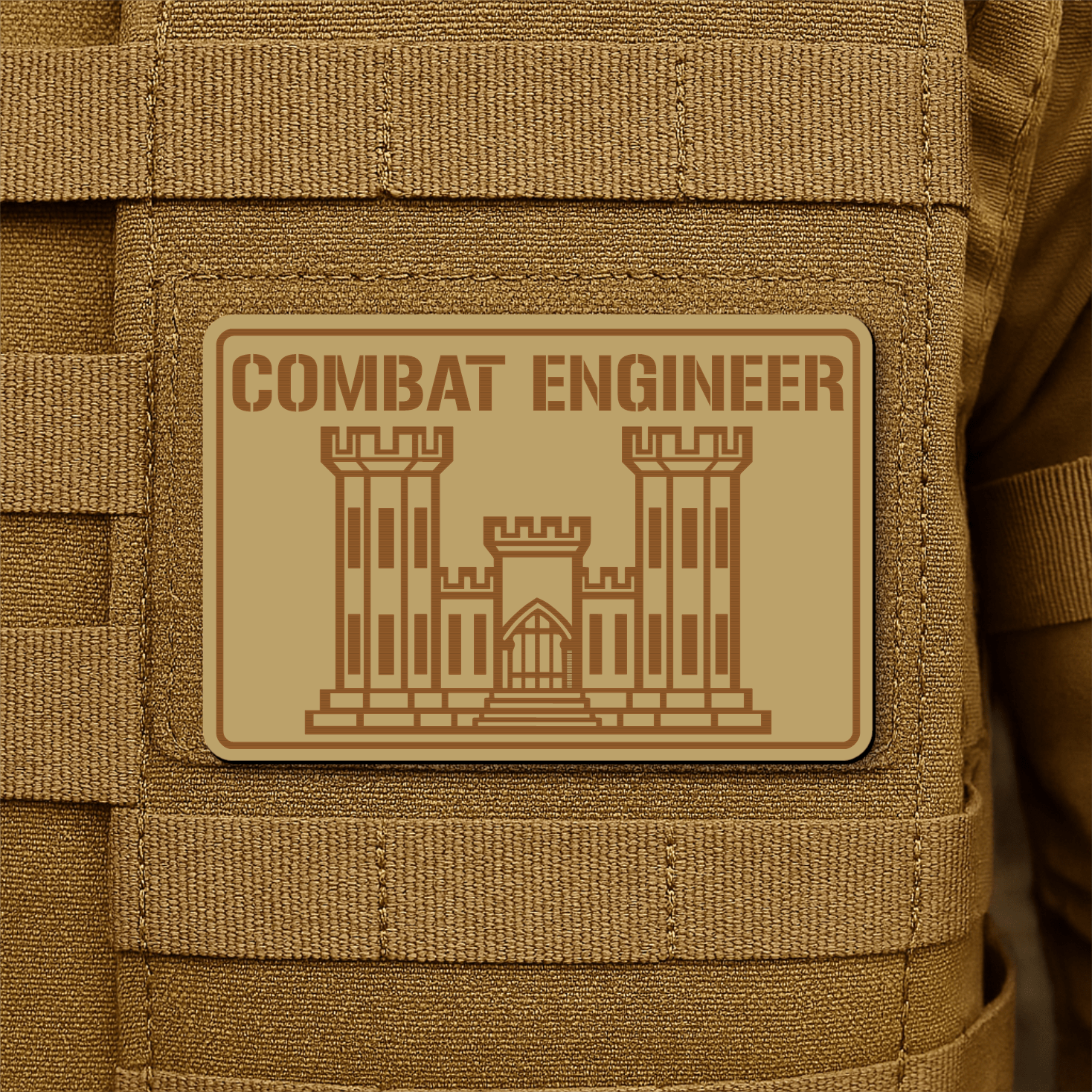 Combat Engineer Morale Patch 2"x3" Hook & Loop | Made in USA - LoneStar Adhesive