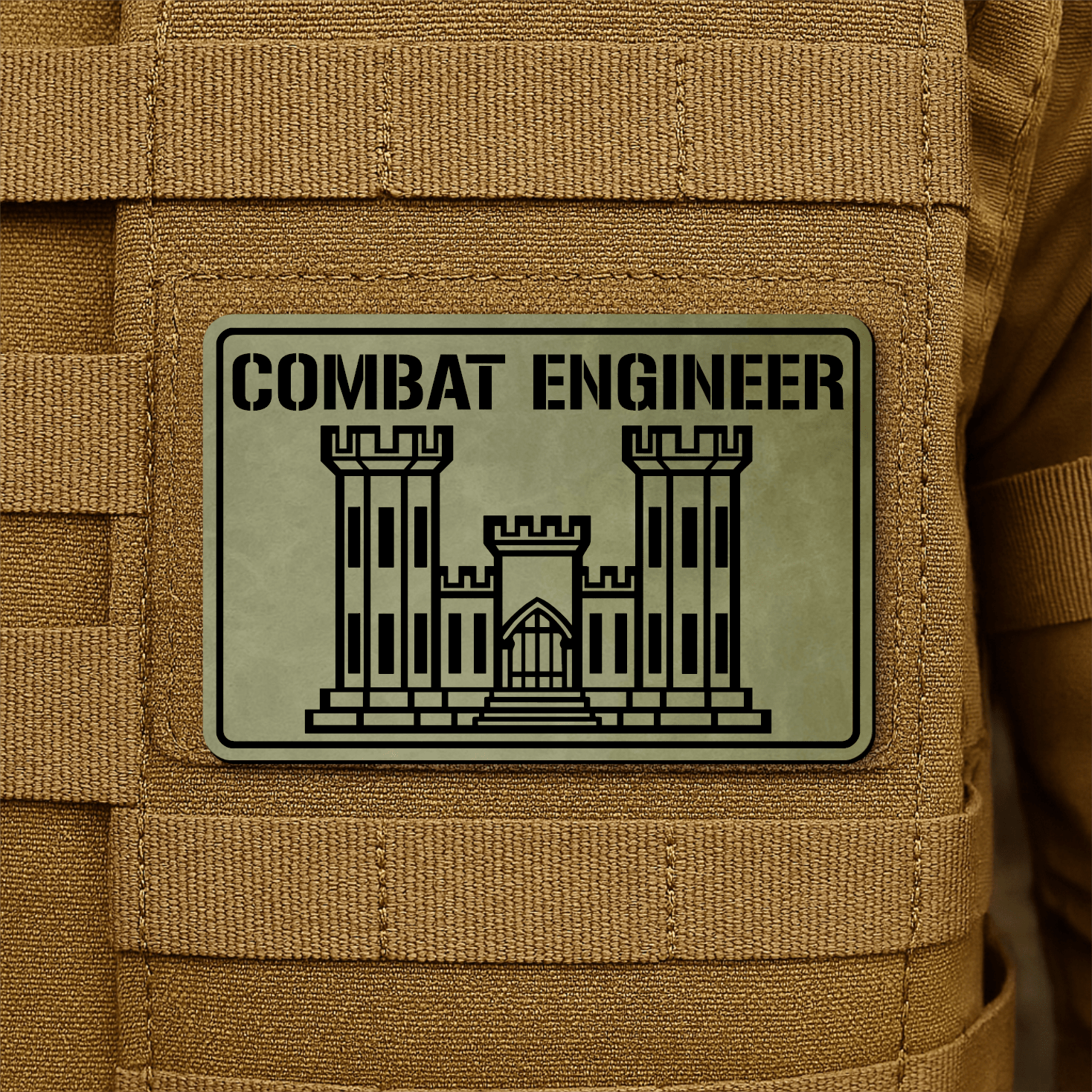 Combat Engineer Morale Patch 2"x3" Hook & Loop | Made in USA - LoneStar Adhesive