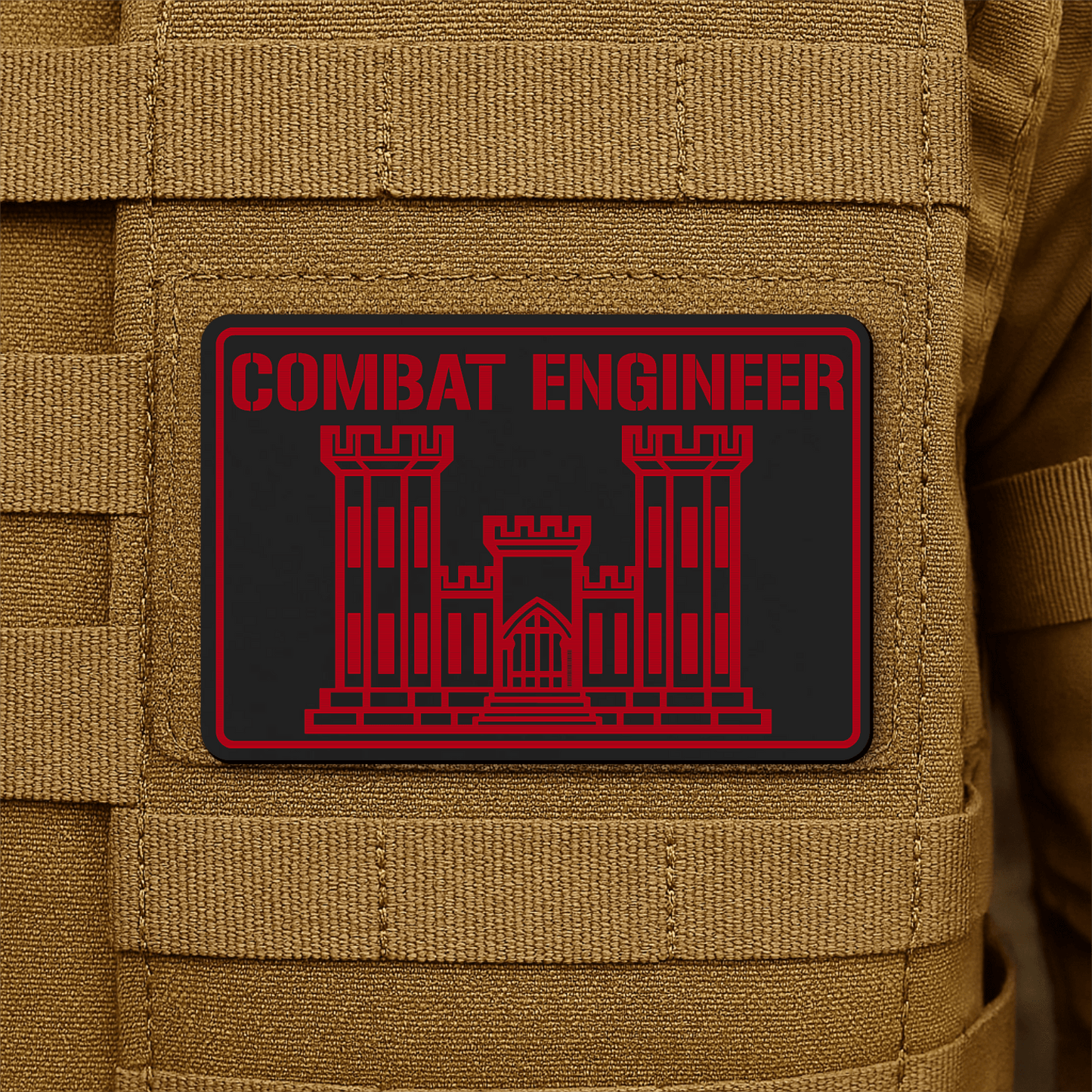 Combat Engineer Morale Patch 2"x3" Hook & Loop | Made in USA - LoneStar Adhesive