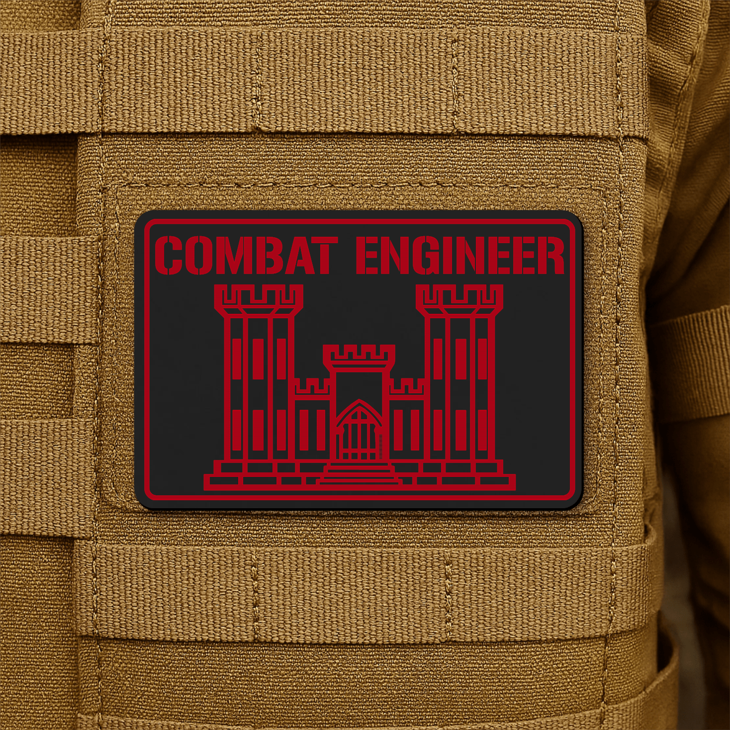 Combat Engineer Morale Patch 2"x3" Hook & Loop | Made in USA - LoneStar Adhesive