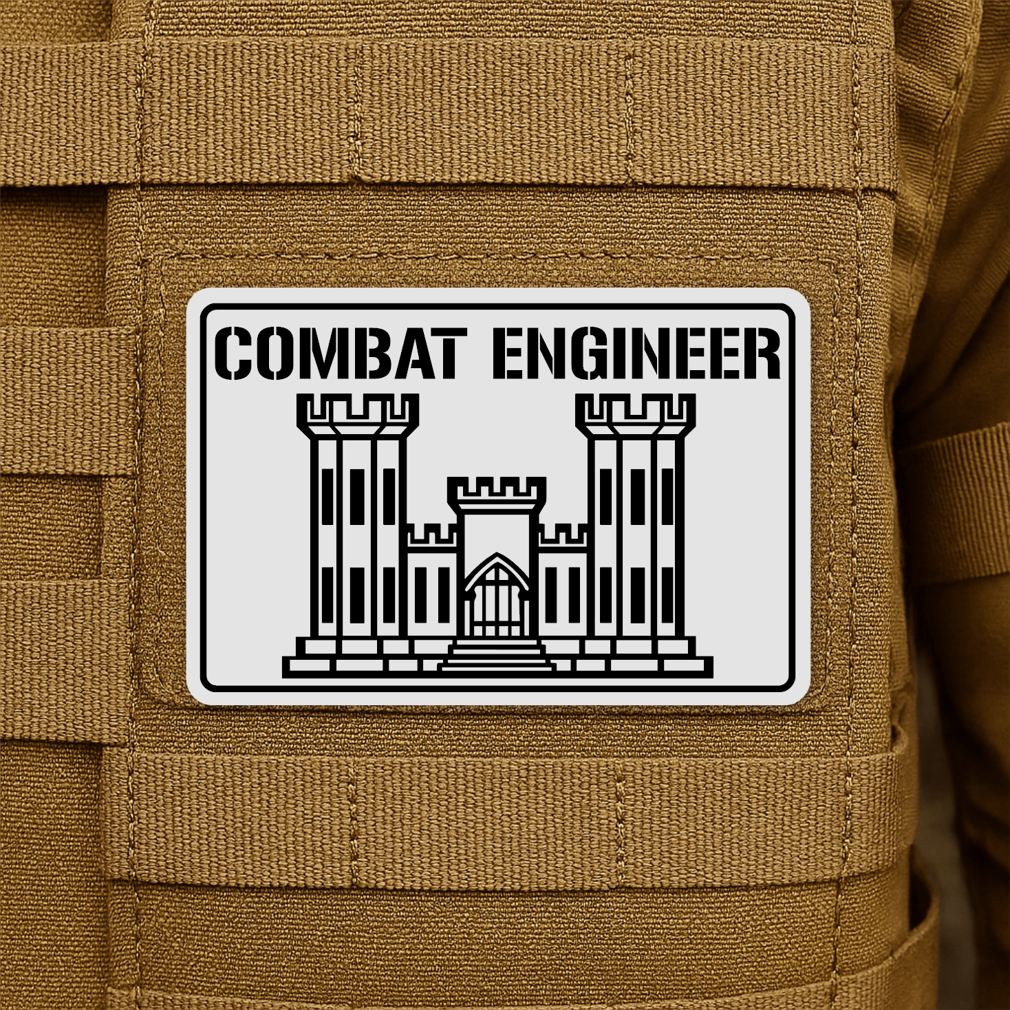 Combat Engineer Morale Patch 2"x3" Hook & Loop | Made in USA - LoneStar Adhesive