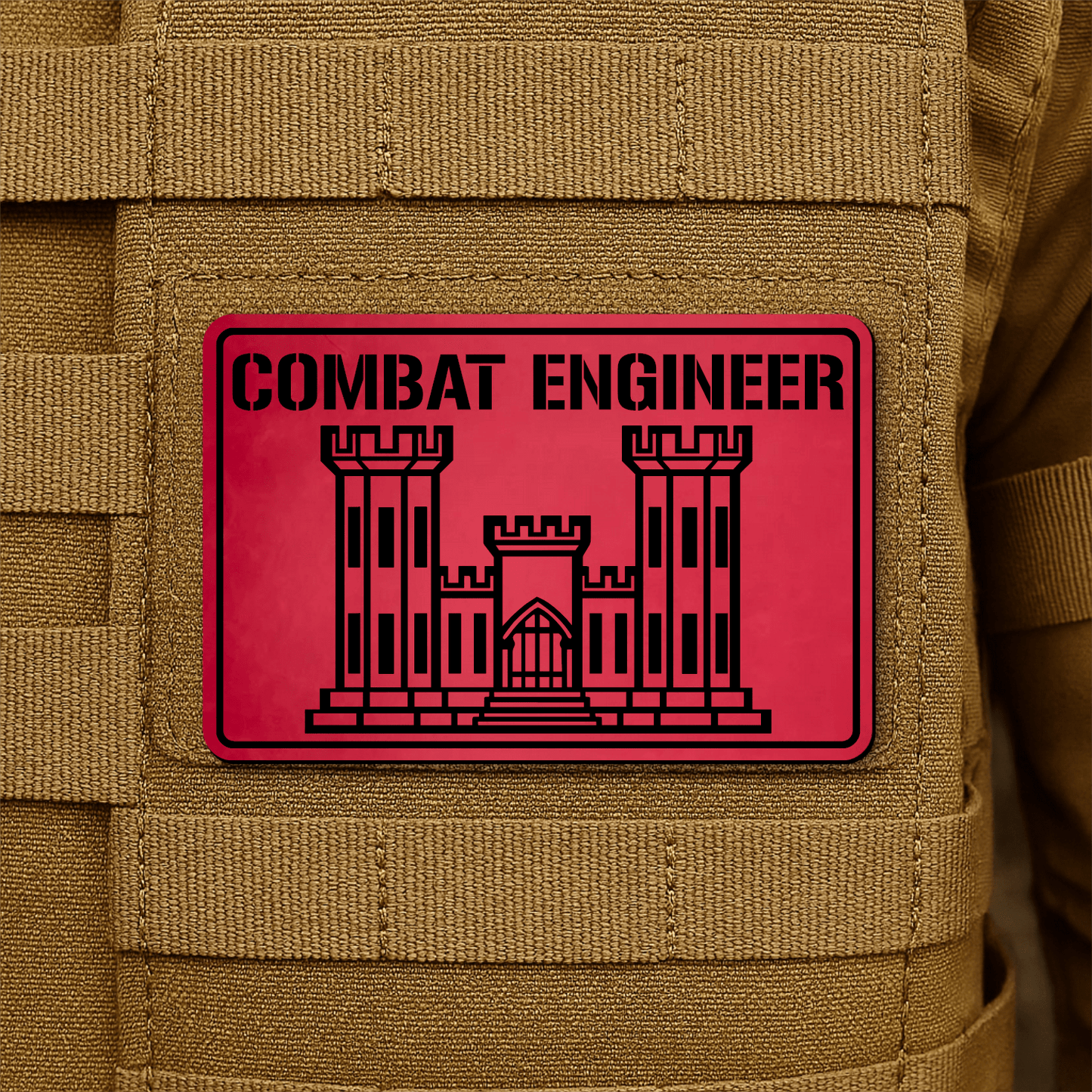 Combat Engineer Morale Patch 2"x3" Hook & Loop | Made in USA - LoneStar Adhesive